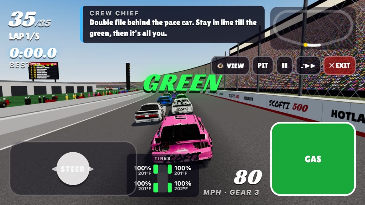 Green flag at Hotlanta: the pack takes off two by two.