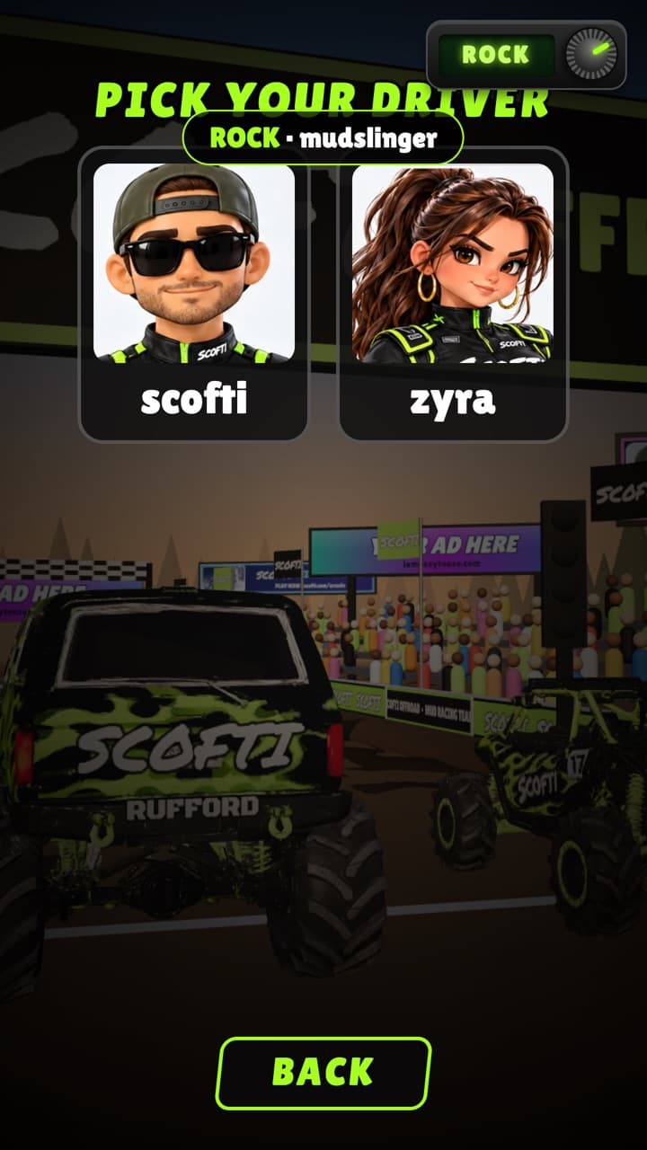 Pick your driver: Scofti or Zyra.