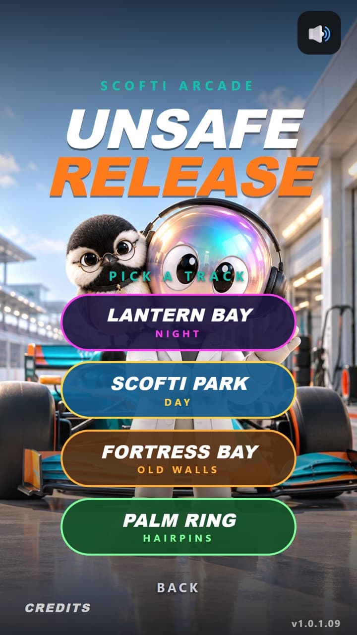 Pick a track: Lantern Bay, Scofti Park, Fortress Bay or Palm Ring.